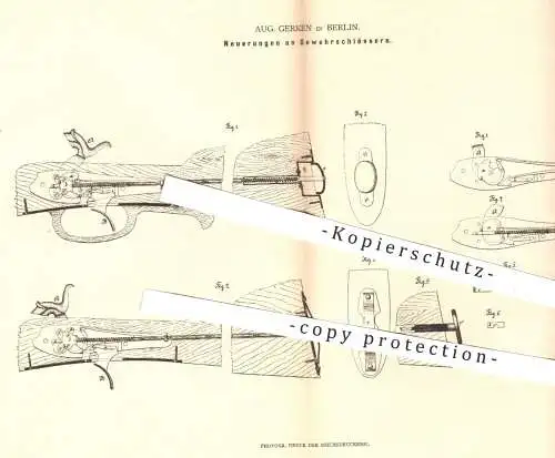 original Patent - Aug. Gerken , Berlin , 1880 , Gewehrschloss | Gewehre , Waffen , Jagd , Militär , Gewehr , Waffe !!