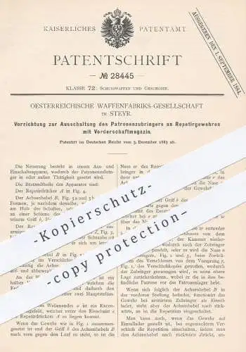 original Patent - Österreichische Waffenfabriks-Gesellschaft , Steyr , 1883 , Repetiergewehr | Waffen , Militär , Gewehr