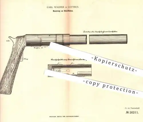 original Patent - Carl Wagner in Cottbus , 1883 , Stockflinten , Flinte | Gewehr , Waffe , Waffen , Militär , Jagd !!!