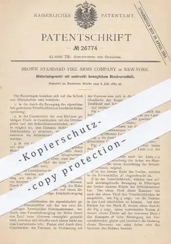 original Patent - Brown Standard Fire Arms Company , New York , 1883 , Hinterlade - Gewehr | Waffe , Waffen , Militär