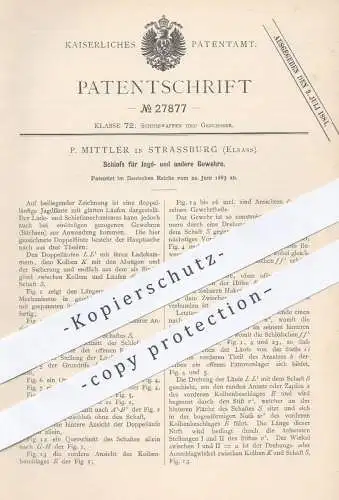 original Patent - P. Mittler , Strassburg Elsass , 1883 , Schloss für Gewehre | Gewehr , Waffe , Waffen , Militär , Jagd