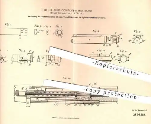 original Patent - The Lee Arms Company , Hartford , Connecticut USA , 1896 , Zylinderschluss - Gewehr | Waffen , Militär