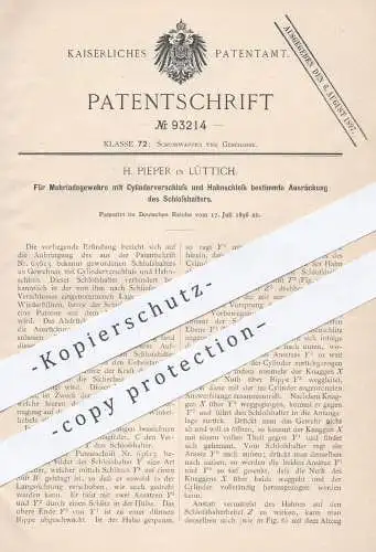 original Patent - H. Pieper , Lüttich , 1896 , Schlosshalter am Mehrlagegewehr | Gewehr , Waffen , Jagd , Militär !!!