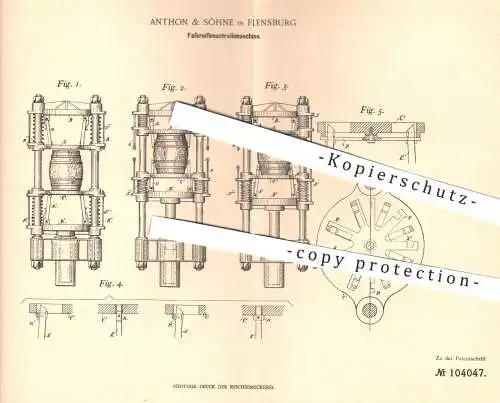 original Patent - Anthon & Söhne , Flensburg , 1897 , Reifenantreibmaschine für Fässer | Fass , Bierfass , Wein , Bier