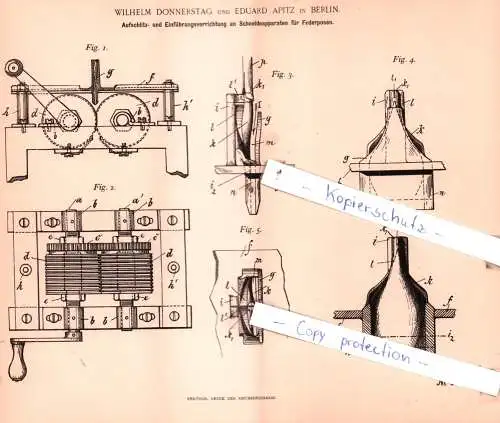 original Patent - Wilhelm Donnerstag und Eduard Apitz in Berlin , 1892 , Borstenwaarenfabrikation !!!