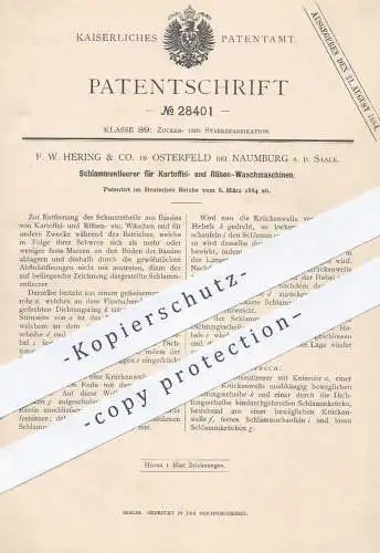 original Patent - F. W. Hering & Co. , Osterfeld / Naumburg , 1884 , Schlammentleerer für Waschmaschine für Kartoffeln