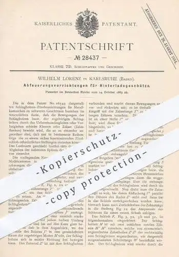 original Patent - Wilhelm Lorenz , Karlsruhe , 1883 , Abfeuerung beim Hinterladegeschütz | Geschütz , Geschütze , Waffen