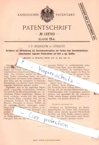 original Patent - J. P. Rudolph in Görlitz , 1900 , Verhinderung des Durcheinanderlaufens der Farben !!!