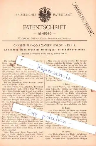 original Patent - Charles Francois Xavier Noroy in Paris , 1888 , Anwendung einer Beizflüssigkeit !!!