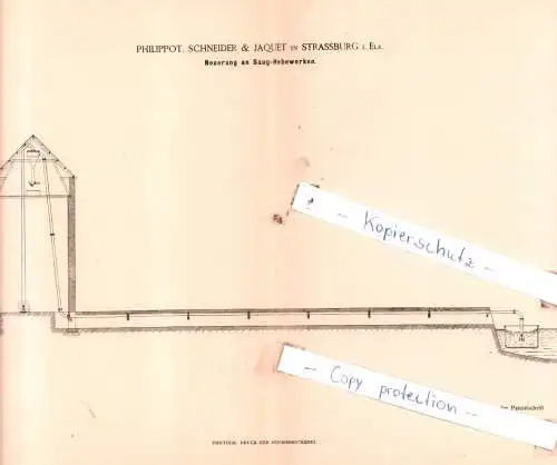 original Patent - Philippot, Schneider & Jaquet in Strassburg i. Els. , 1884 , Neuerung an Saug-Hebewerken !!!