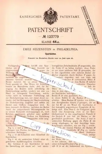 original Patent - Emile Reizenstein in Philadelphia , 1900 , Sparbüchse !!!