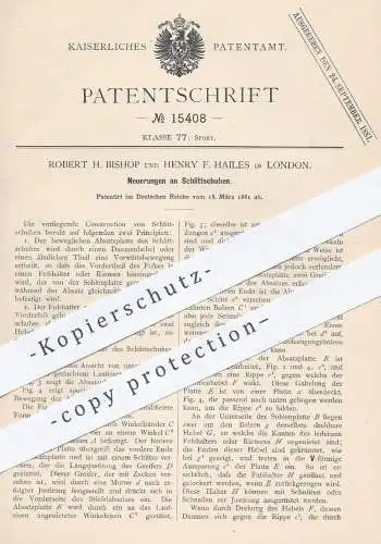 original Patent - Robert H. Bishop , Henry F. Hailes , London , 1881 , Schlittschuhe , Schlittschuh | Schuhe , Sport !!!