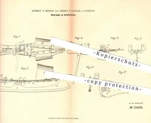 original Patent - Robert H. Bishop , Henry F. Hailes , London , 1881 , Schlittschuhe , Schlittschuh | Schuhe , Sport !!!