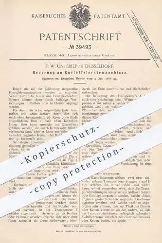 original Patent - F. W. Unterilp , Düsseldorf 1886 , Kartoffelerntemaschine | Kartoffeln  Erntemaschine , Landwirtschaft