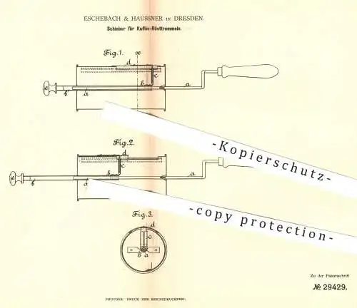 original Patent - Eschebach & Haussner , Dresden , 1884 , Schieber für Kaffee - Rösttrommeln | Rösten , Kaffeebohnen !!!