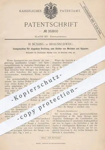 original Patent - H. Büssing , Braunschweig , 1885 , Stellen von Weichen u. Signalen | Eisenbahnen , Eisenbahn , Signale