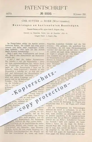 original Patent - Chr. Sutter in Horb , 1879 , Horizontale Bandsägen | Säge , Sägen , Holz , Tischler , Holzsäge !!!