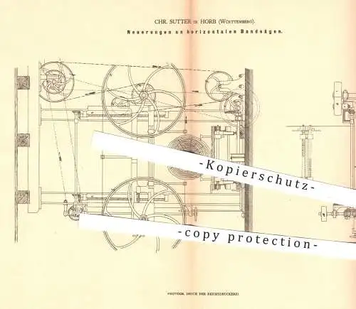 original Patent - Chr. Sutter in Horb , 1879 , Horizontale Bandsägen | Säge , Sägen , Holz , Tischler , Holzsäge !!!