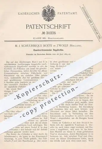 original Patent - M. J. Schuurbeque Boeye , Zwolle Holland , 1884 , Regulierofen | Ofen , Öfen , Ofenbauer , Regulierung