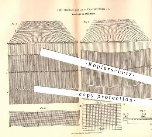 original Patent - Carl Robert Lange , Frankenberg , 1879 , Webstuhl , Webstühle | Weben , Weber , Weberei !!!
