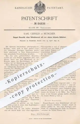 original Patent - K. Geissler , München  1895 , Doppel - Kassette für Fotografie | Foto Kamera , Fotograf , Photographie