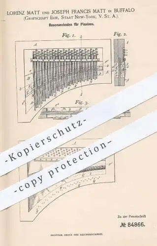 original Patent - Lorenz & J. Francis Matt , Buffalo , Erie , New York USA , 1894 , Resonanzboden für Pianinos | Klavier