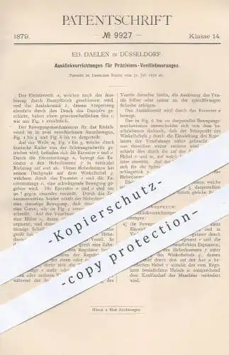 original Patent - Ed. Daelen in Düsseldorf , 1879 , Ausklinken der Präzisions- Ventilsteuerungen an Dampfmaschinen !!!