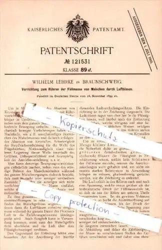 Original Patent  - Wilhelm Lehrke in Braunschweig , 1899 ,  Rühren der Füllmasse von Maschinen !!!