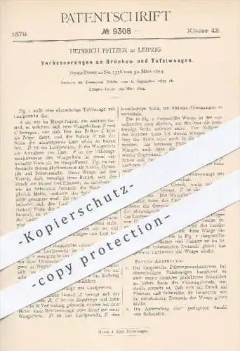 original Patent - Heinrich Pfitzer in Leipzig , 1879 , Brückenwaage , Tafelwaage | Waage , Waagen , Wiegen , Gewichte !