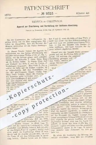 original Patent - Rennen in Creuznach , 1879 , Ermittlung u. Darstellung der Schienen - Abnutzung | Eisenbahn , Schiene