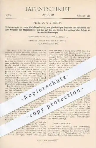 original Patent - Fritz Dopp in Berlin , 1879 , Waagebalken an Dezimalwaagen | Waage , Waagen , Wiegen , Hebel !!!