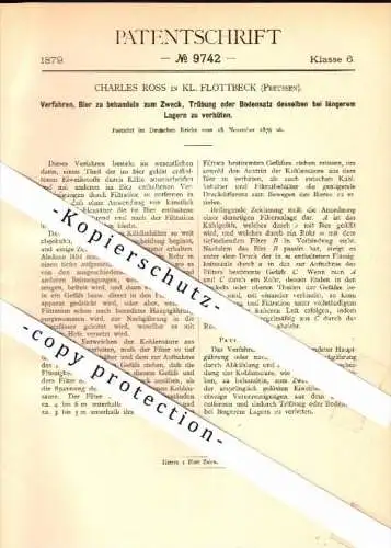 Original Patent - Charles Ross in Teufelsbrücke b. Altona / Hamburg , 1879 , Behandlung von Bier , Brauerei , Flottbek