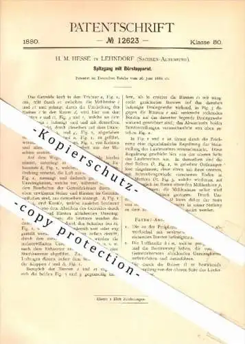 Original Patent - H.M. Hesse in Lehndorf b. Nobitz , 1880 , Bürstapparat für Mühle , Windmühle , Sachsen-Altenburg  !!