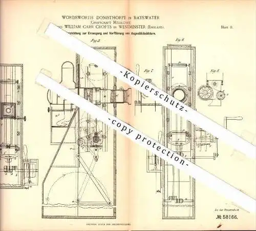 Original Patent - W. Donisthorp in Bayswater and W. Carr Crofts in Westminster , 1890 , Camera for instant pictures !!!