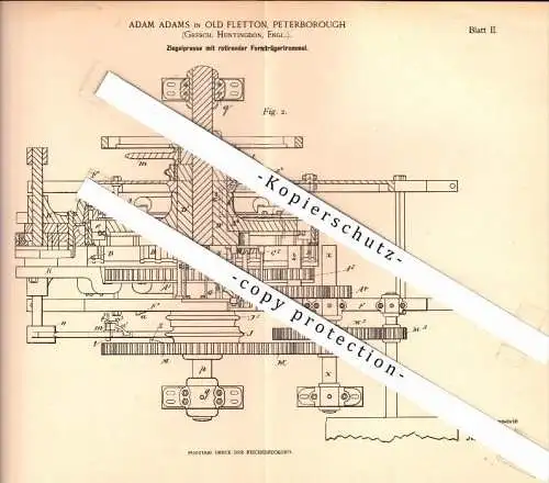 Original Patent - Adam Adams in Old Fletton Peterborough , Huntingdon , 1899 , brick press , roofing tiles !!!