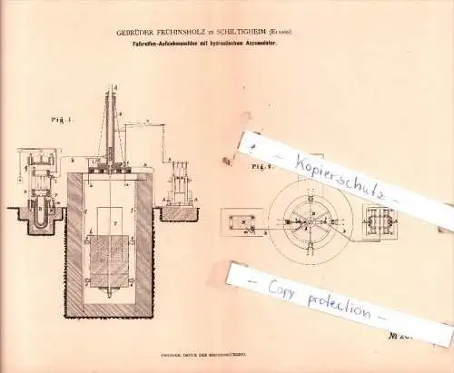 Original Patent  - Gebrüder Frühinsholz in Schiltigheim , Elsass , 1882 , Holz-Erzeugnisse !!!