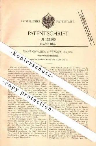 Original Patent - Franz Chvalina in Vyskov - Dedice , Mähren , 1899 , Schaftmaschine , Dieditz !!!