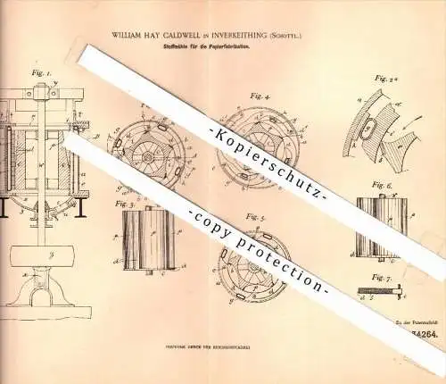 Original Patent - William Hay Caldwell in Inverkeithing , 1901 , Scotland Mill for paper factory !!!