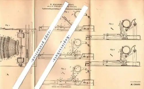 Original Patent - W. Beresford in Liverpool and J.R. Crellin in Ilford , 1900 , typewriter , Schreibmaschine , London !!