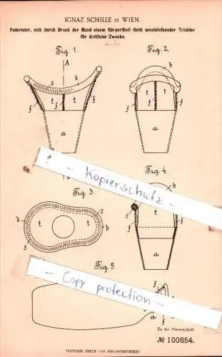 Original Patent  - Ignaz Schille in Wien , 1898 , Gesundheitspflege !!!