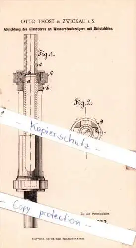 Original Patent  - Otto Thost in Zwickau i. S. , 1890 , Dampfkessel nebst Ausrüstung !!!