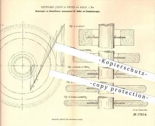 original Patent - R. Jähns , Köln Nippes , 1881 , Gummifedern für Buffer an Eisenbahnwagen | Eisenbahn , Eisenbahnen !!