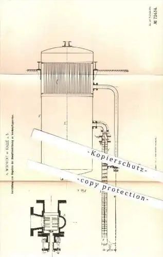 original Patent - A. Wernicke , Halle / Saale , 1893 , Regulieren der Dampfeinströmung an Verdampfapparaten | Zucker !!