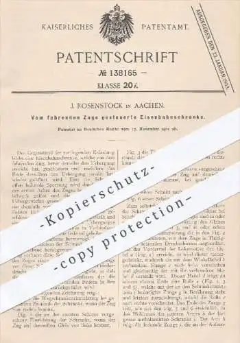 original Patent - J. Rosenstock , Aachen , 1901 , Vom fahrenden Zuge gesteuerte Eisenbahnschranke | Eisenbahn , Schranke