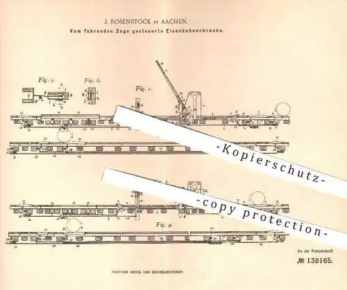 original Patent - J. Rosenstock , Aachen , 1901 , Vom fahrenden Zuge gesteuerte Eisenbahnschranke | Eisenbahn , Schranke