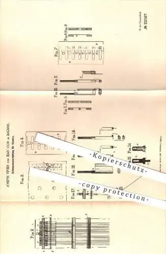 original Patent - Jos. Vivier , Jean Oor , Brüssel 1884 , Saitenspannvorrichtung für Klaviere | Klavier , Piano , Musik