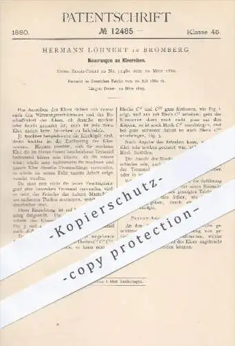 original Patent - Hermann Löhnert in Bromberg , 1880 , Kleereibe , Kleereiben | Ausreiben von Klee , Landwirtschaft !!!