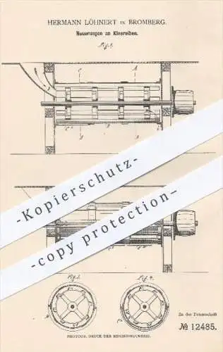 original Patent - Hermann Löhnert in Bromberg , 1880 , Kleereibe , Kleereiben | Ausreiben von Klee , Landwirtschaft !!!