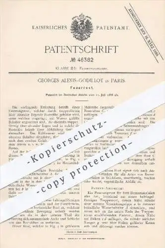 original Patent - Georges Alexis Godillot , Paris 1888 , Feuerrost , Rost , Ofenrost , Ofen , Öfen , Ofenbauer , Heizung