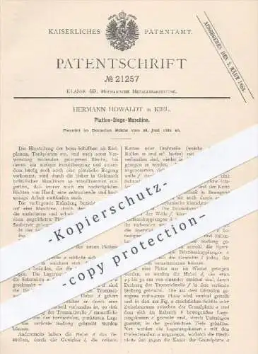 original Patent - Hermann Howaldt in Kiel , 1882 , Platten - Biegemaschine | Schiffbau , Tankplatten , Schiff , Schiffe